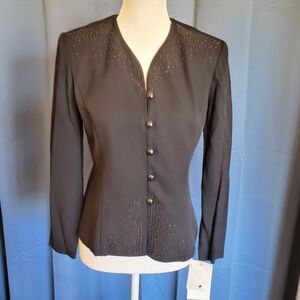 Positive Attitude Black Blazer with Tailored Fit and V-Neckline